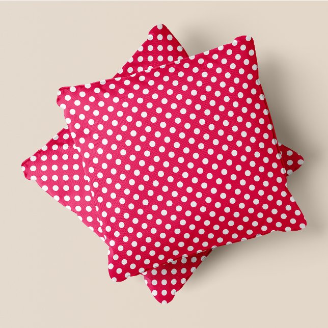 Almofada Bolinhas Brancas e Rosa (Pink & White Chic Polka Dots Throw Pillow)