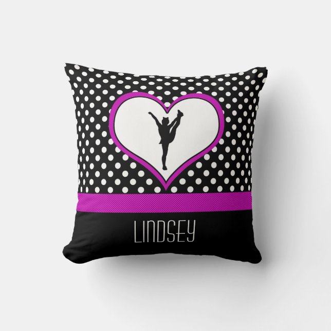 Almofada Bolinhas cor-de-rosa clássicas Monogrammed do (Frente)