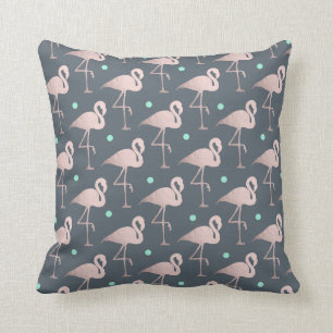 Almofada bolinhas cor-de-rosa da hortelã dos flamingos do