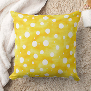 Almofada Bolinhas de Aquarela - Amarelo Terrestre e Branco