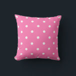 Almofada Bolinhas de Modelos brancas cor-de-rosa-quente<br><div class="desc">Travesseiro decorativo de Modelo de Bolinhas de cor branca rosa-quente, cor-de-rosa-quente, cor quadrada de 16" x 16" de poliéster.</div>