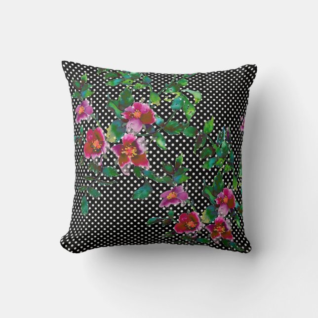 Almofada Bolinhas de rosas rosa cor-de-água da Elegage vint (Frente)