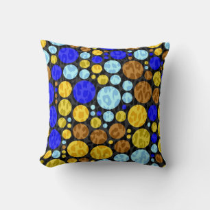 Almofada Bolinhas Leoapard Retro Azul Amarelo Aqua