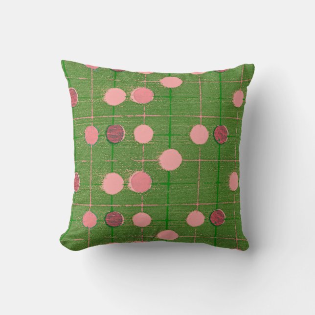 Almofada Bolinhas Verde Cor-de-Rosa com Estilo Retroativo R (Frente)