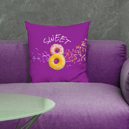 Almofada Bolo de Aniversário 8 Roxo Doce e Foto