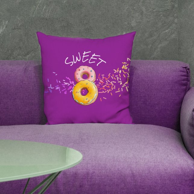 Almofada Bolo de Aniversário 8 Roxo Doce e Foto (Criador carregado)