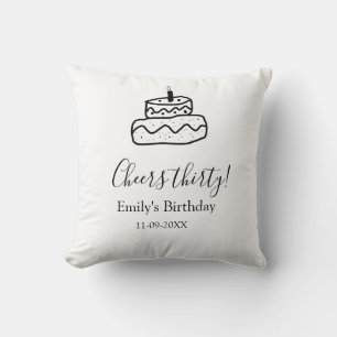 Almofada Bolo de aniversário de trinta anos esboço à mão pr