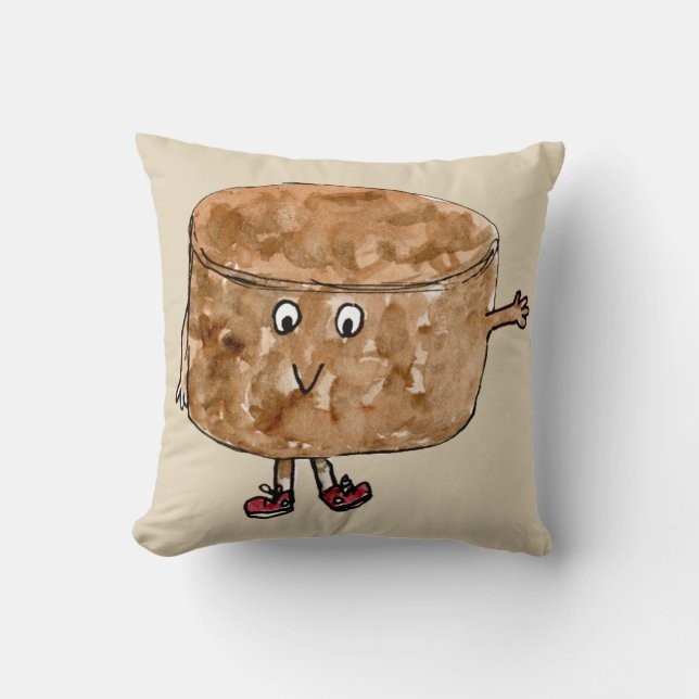 Almofada Bolo de Chocolate Fofo Engraçado Onda Arte de Dese (Frente)