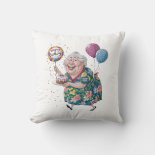 Almofada Bolo e Balão de Aniversário da Vovó Engraçada