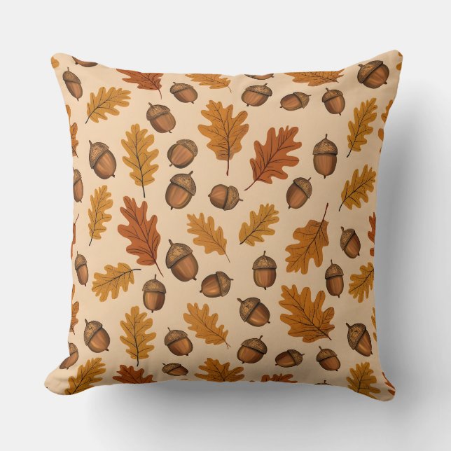 Almofada Bolotas e Folhas de Carvalho | Travesseiro decorat (Frente)