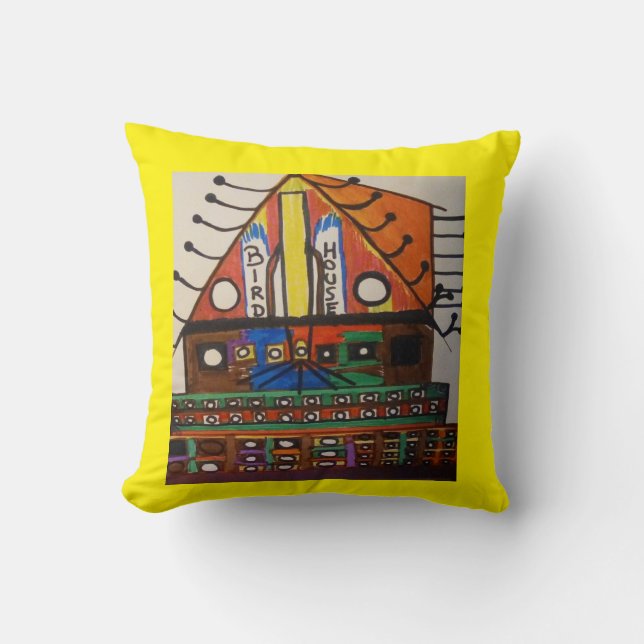 Almofada Bolsa amarela de castelo brilhante e colorida (Frente)