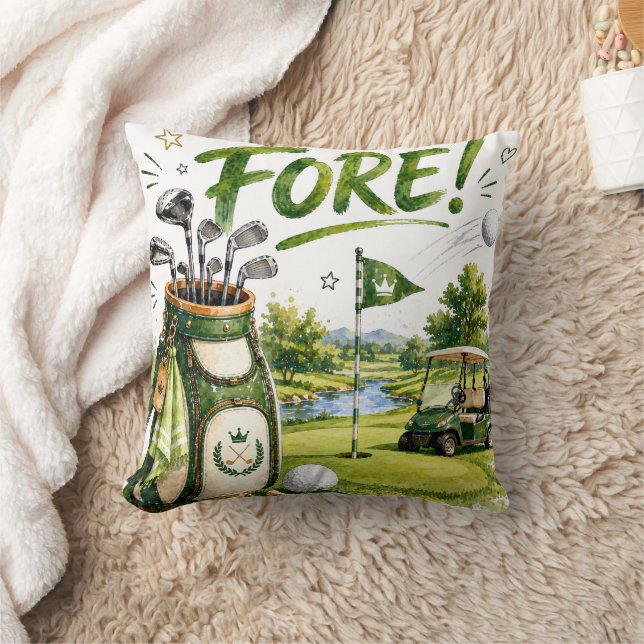 Almofada Bolsa de golfe e carrinho com decoração de casa de (Cobertor)