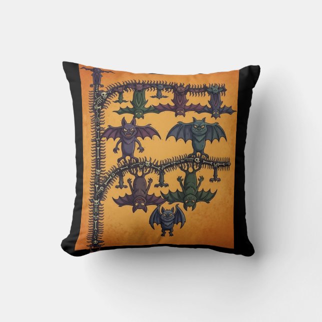 Almofada Bolsa de mão de Halloween com Morcegos Entrelaçado (Frente)