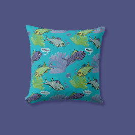 Almofada Bom Dia Nadando Peixe Coral Reef Padrão