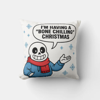 Almofada Bone Chilling Christmas Funny Skeleton Holiday Des