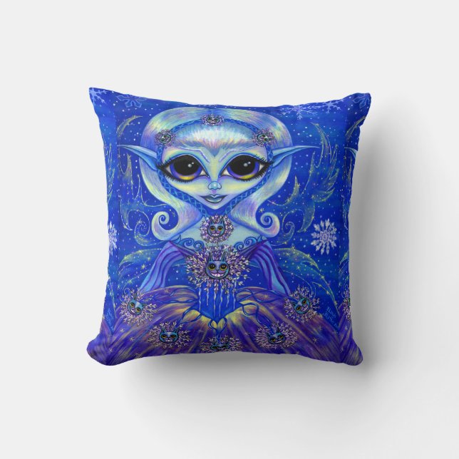 Almofada Boneca de Fada Mágica de inverno com Flocos de Gat (Frente)