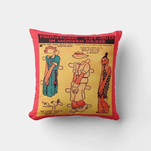 Almofada Boneca de papel em quadrinhos da década de 1930, P (Frente)