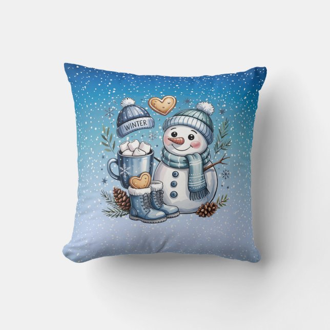 Almofada Boneco de Neve Aconchegante de Inverno (Frente)