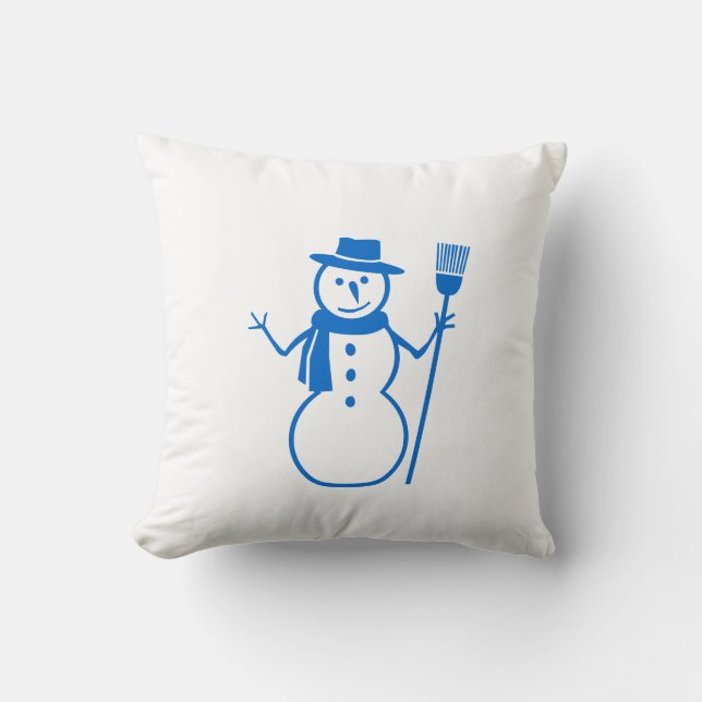Almofada boneco de neve azul e branco e FELIZ NATAL (Frente)
