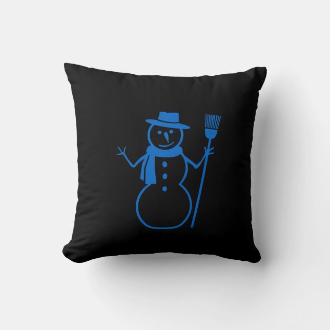 Almofada boneco de neve azul e preto e FELIZ FERIADO (Frente)