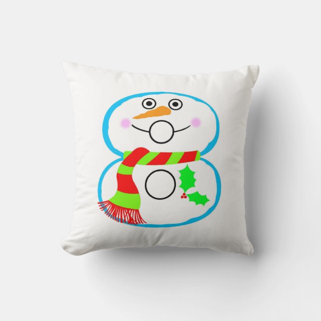Almofada Boneco de Neve Cachecol Verde Vermelho Natal Festa (Frente)