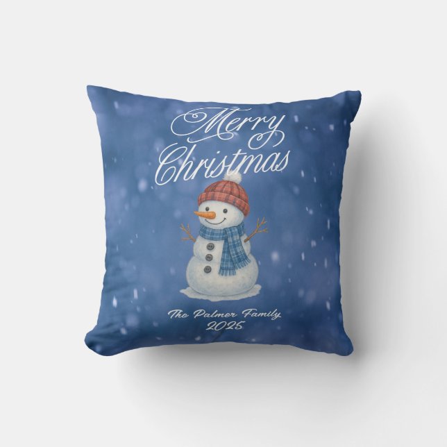 Almofada Boneco de Neve Caprichoso Feliz Natal (Frente)