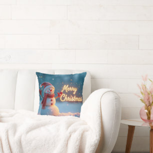 Almofada Boneco de Neve de Natal com Letreiro Neon