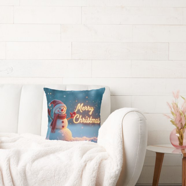 Almofada Boneco de Neve de Natal com Letreiro Neon (Sofá)
