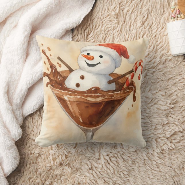 Almofada Boneco de Neve de Natal em um Martini de Chocolate (Cobertor)