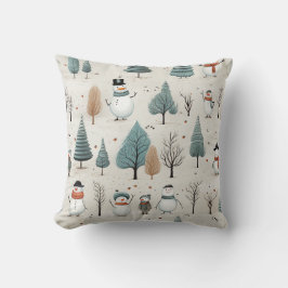 Almofada Boneco de neve e árvores