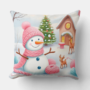 Almofada Boneco de Neve Festivo com Veados em um País das M