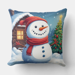 Almofada Boneco de neve fofo com árvore de Natal