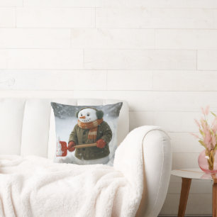 Almofada Boneco de Neve Removendo Neve