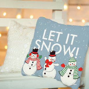 Almofada Boneco de Neve Vintage Dançando Deixa a Neve Perso