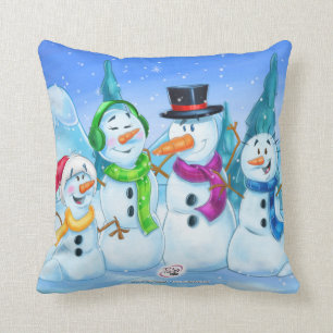 Almofada Bonecos de neve da família da neve do travesseiro