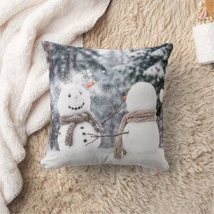 Almofada Bonecos de Neve em uma Batalha de Bolas de Neve