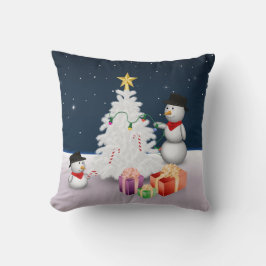 Almofada Bonecos de Neve Fofos com Árvore de Natal