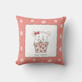 Almofada Bonita Garota Rosa-de-Hamster