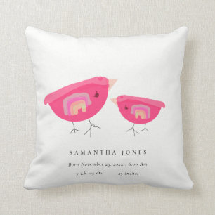 Almofada Bonita Mão Desenhada Arco-Íris Rosa Pia Nascimen
