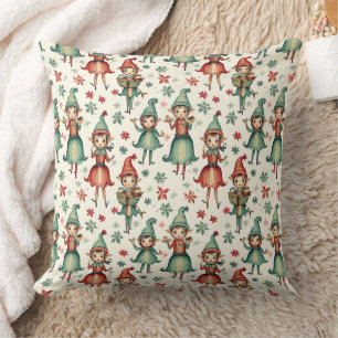 Almofada Bonita Vintage Elves Natal Seasonal