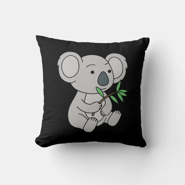 Almofada Bonito Bebê Koala Com Folhas De Eucalyptus (Frente)