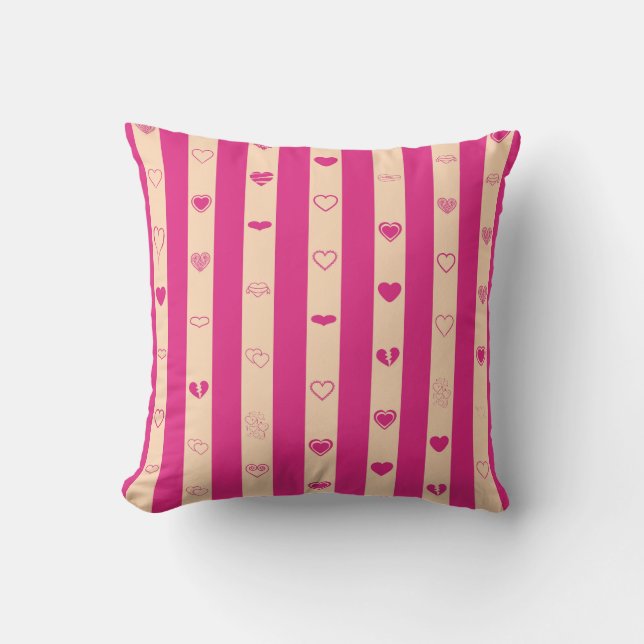 Almofada Bonito Coração Moderno Cinza Rosa Quente (Frente)