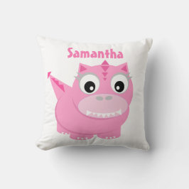 Almofada Bonito Dinossauro Cartoon Pink Crianças Nome Trave