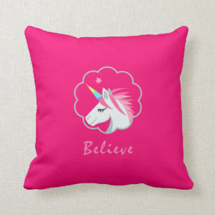 Almofada bonito elegante acredita no emoji dos unicórnios