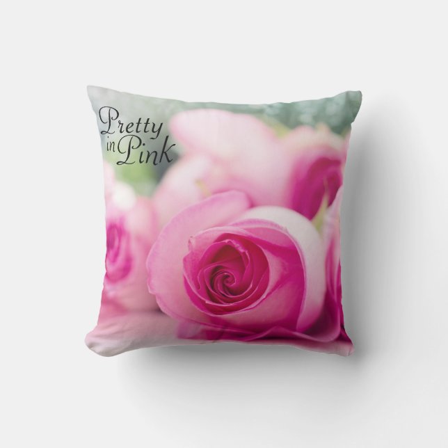 Almofada Bonito em Rosas Rosa (Frente)