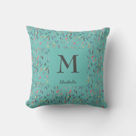 Almofada Bonito | FLORAL Teal | Personalizado | MONOGRAMA