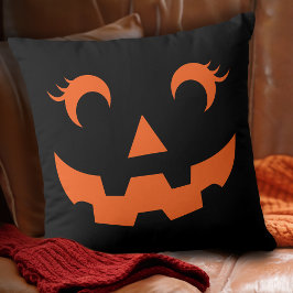 Almofada Bonito Halloween Jack O'Lanterna Pumpkin Rosto Neg