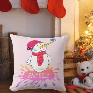 Almofada Bonito Neve Bebê Primeiro Rosa de Natal