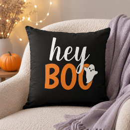 Almofada Bonito Olá Boo Fantasma Preto e Laranja