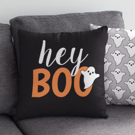 Almofada Bonito Olá Boo Fantasma Preto e Laranja